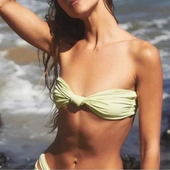 NEW Stone Fox Swim x Free People lele knotted bandeau bikini top, size‎ M - Picture 1 of 9